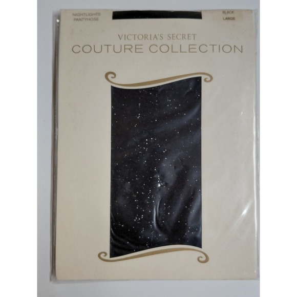 Victoria's Secret Other - Vintage Victoria's Secret Couture Collection Nightlights Pantyhose Sparkle Blk L